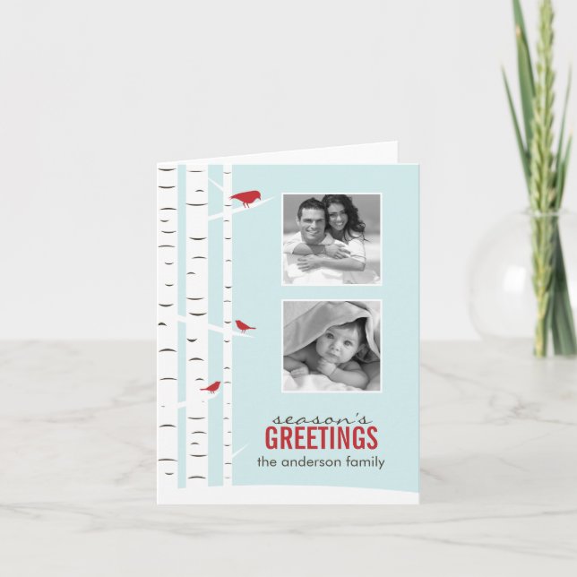 Winter Birch Trees Holiday Photo Cards (Front)