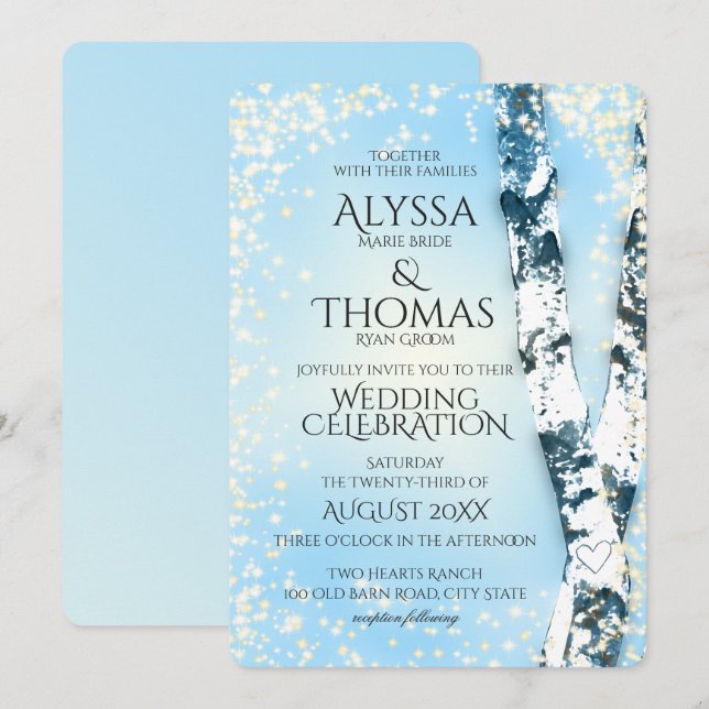 Winter Birch Wedding Invitation (Front/Back)