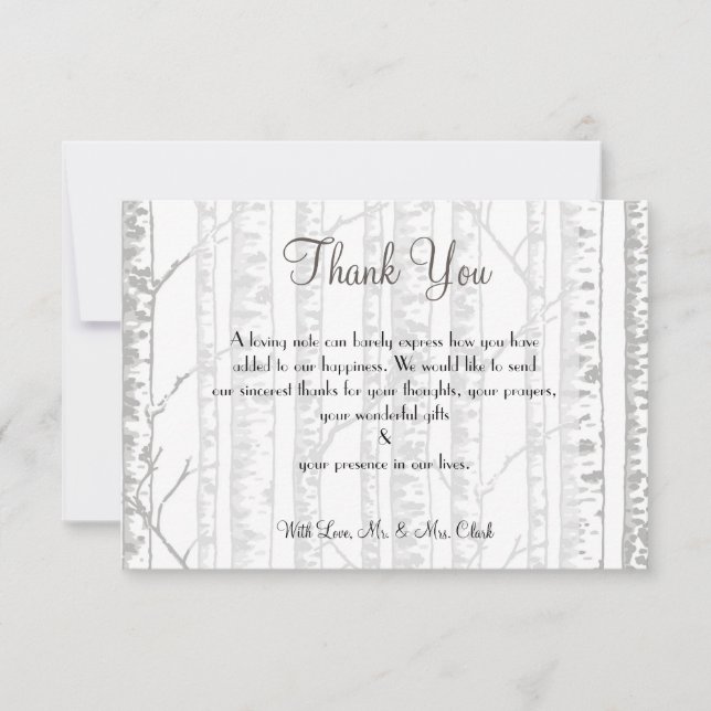 Winter Birch Wood Thank you Card (Front)