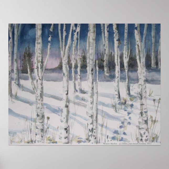 Winter Birches watercolor Poster (Front)