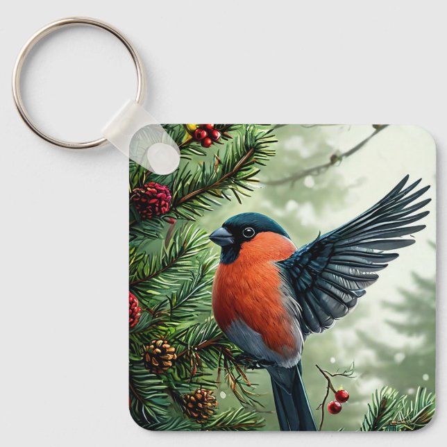 🐦 Winter Bird Accent For Bags And Keys 🎁 Key Ring (Front)