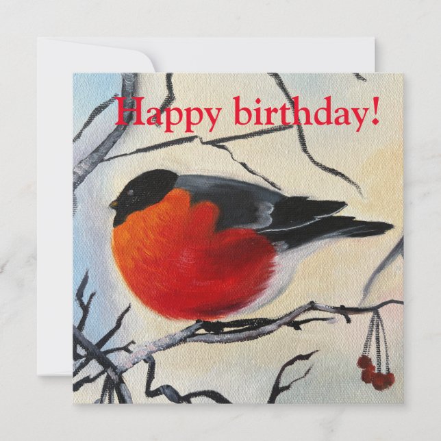 Winter bird card for birthday  (Front)