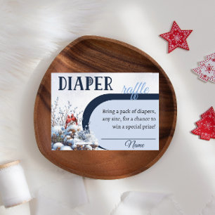Winter Bird Cardinal Diaper Raffle Baby Shower Enclosure Card