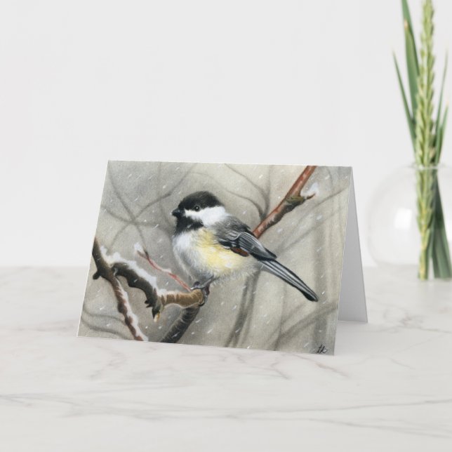 winter bird chickadee CARD (Front)