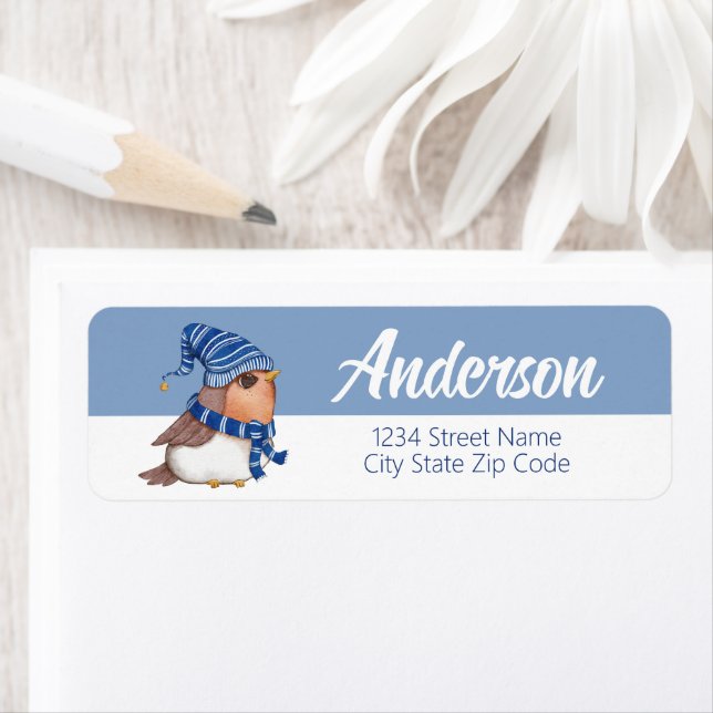 Winter Bird Holiday Return Address Label (Insitu)