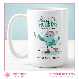 Winter Bird Ice Hockey Christmas Coffee Mug