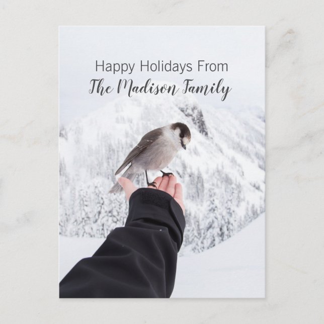 Winter Bird In The Snow Christmas Card (Front)