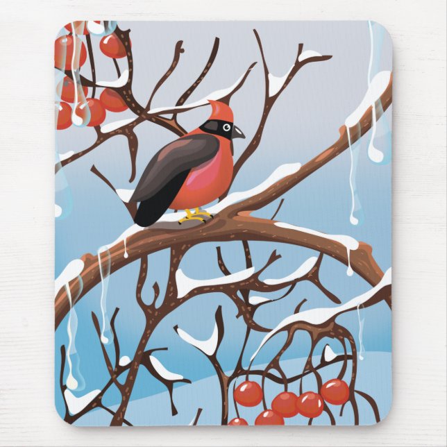 winter bird mouse mat (Front)
