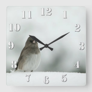 Winter Bird Square Wall Clock