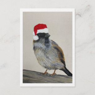 Winter bird with Santa hat - Original Artwork Invitation