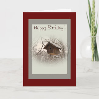 Winter Birdhouse Holiday Card