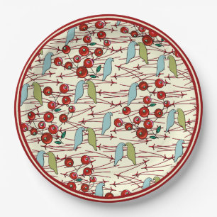 Winter Birds and Berries Paper Plate