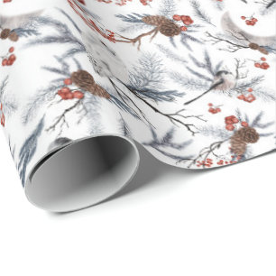 Winter Birds and Berries Wrapping Paper