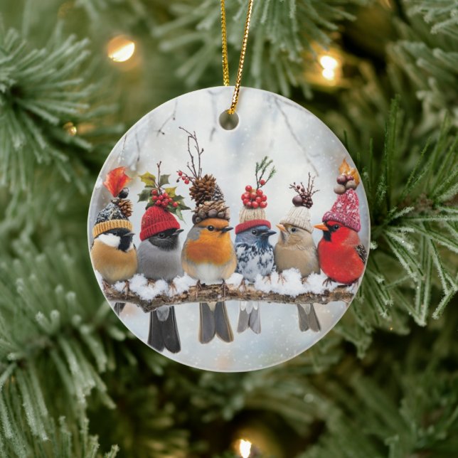 Winter Birds, birdlovers, cutebirds Ceramic Tree Decoration (Tree)