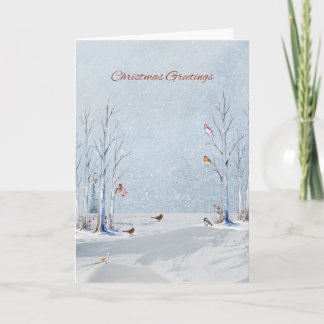 Winter Birds Christmas Greetings Card