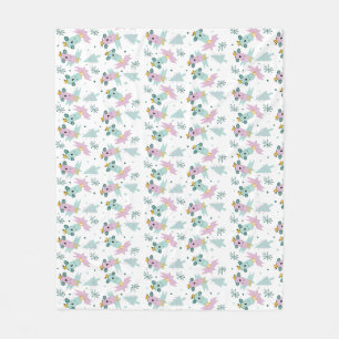 Winter Birds Christmas Trees Iceberg Doodle Fleece Blanket