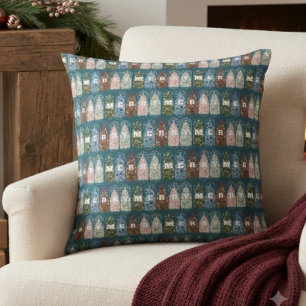 Winter Birds Decorated Trees Wrapping Paper Cushion