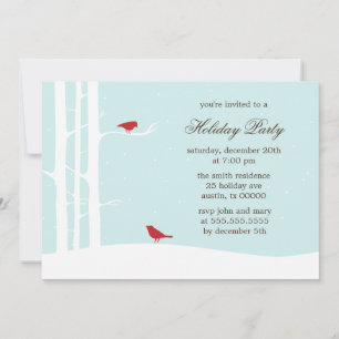 Winter Birds Holiday Party Invitations
