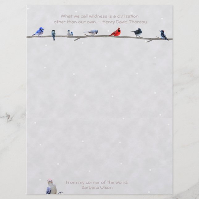 Winter birds-LetterHead Thoreau quote: Custom Letterhead (Front)