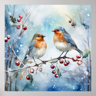Winter Birds Poster