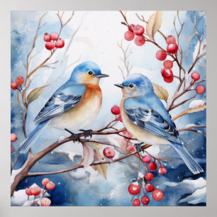 Winter Birds Poster