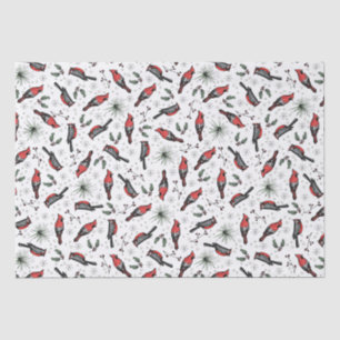 Winter Birds Red Cardinal, Pine and Berries Tissue Paper