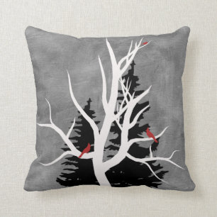 Winter Birds Silhouettes Cushion