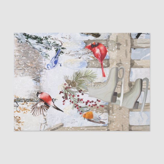 Winter Birds Tissue Paper (Front)