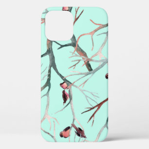 Winter Birds Tree Branches Watercolor iPhone 12 Case