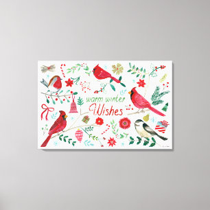 Winter Birds - Warm Wishes Canvas Print