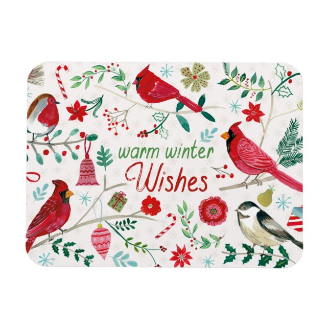 Winter Birds - Warm Wishes Magnet (Horizontal)