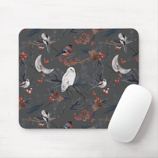 Winter Birds With Snowy Owl Mouse Mat (With Mouse)
