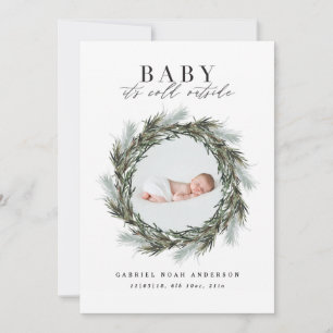Winter birth announcement Christmas photo Holiday