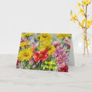 Winter Birthday Flowers Snow Birthday Card