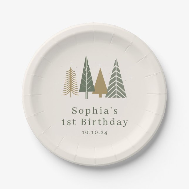 Winter Birthday Paper Plate (Front)