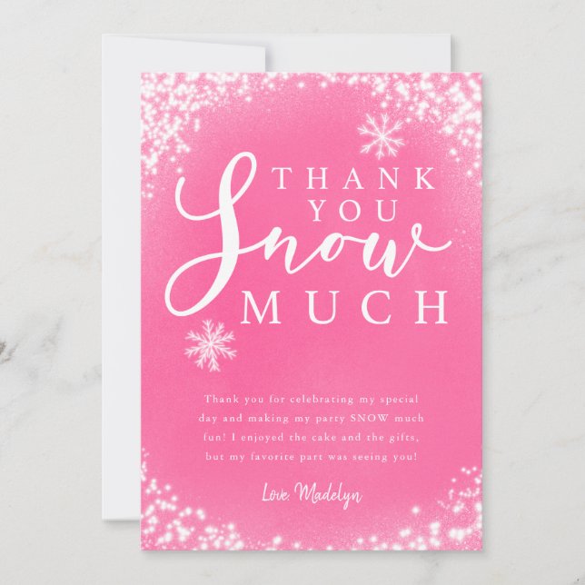 Winter Birthday Party Girl Thank You Snow Much (Front)