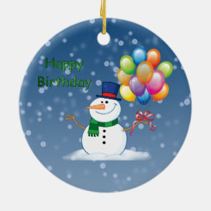 winter birthday snowman ceramic tree decoration