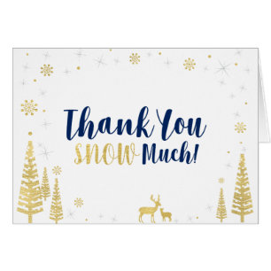 Winter Birthday Thank You Card - Black & Gold