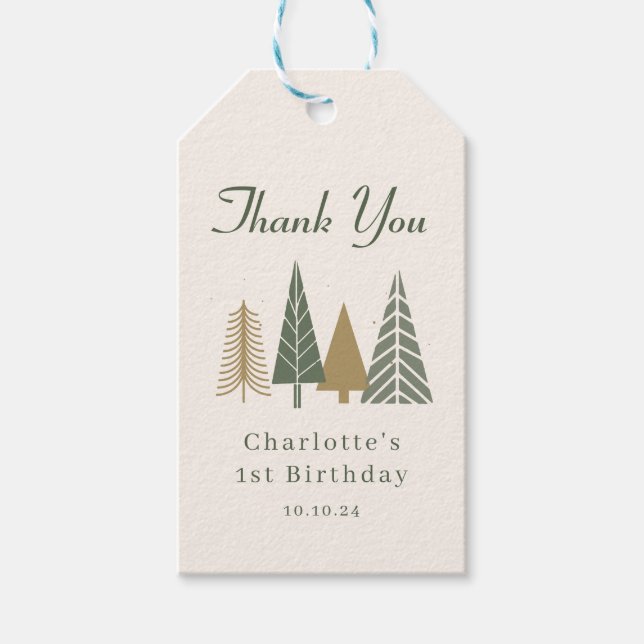 Winter Birthday Thank You  Gift Tags (Front)