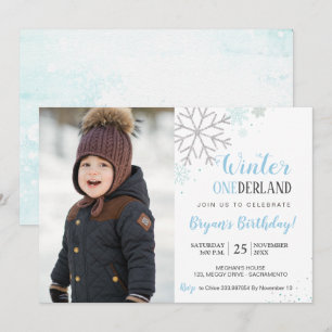 Winter Birthday wonederland photo invitation