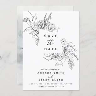 Winter Black and White Save The Date Wedding Invitation