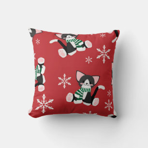 Winter Black Kitty Cushion
