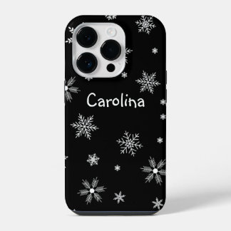 winter black white pattern name iPhone 14 pro case