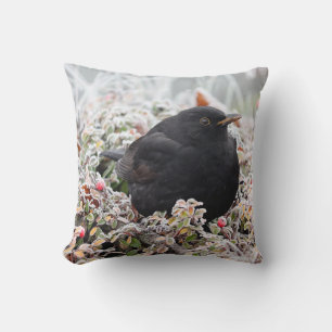 Winter Blackbird Cushion