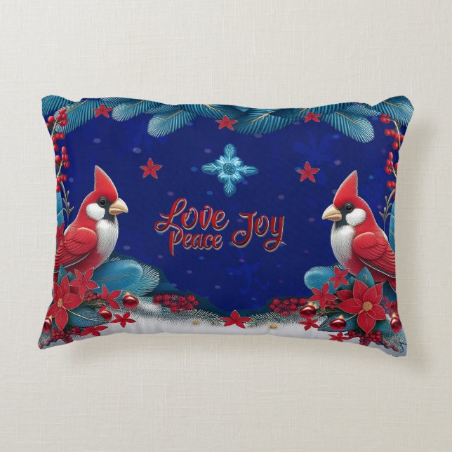Winter Blessings: Cardinal & Cross Christmas  Decorative Cushion (Back)