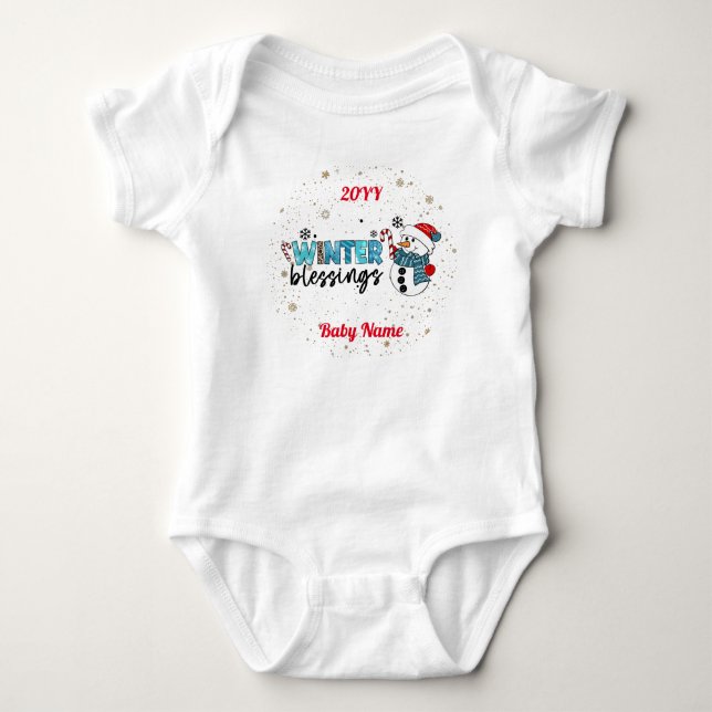 Winter Blessings Customise Baby Bodysuit (Front)