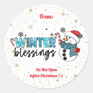 Winter Blessings Customise Classic Round Sticker