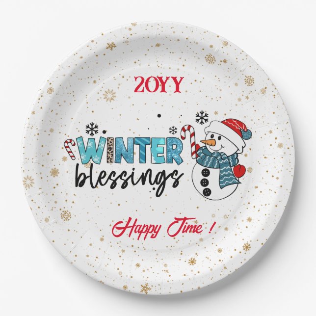 Winter Blessings Customise Paper Plate (Front)