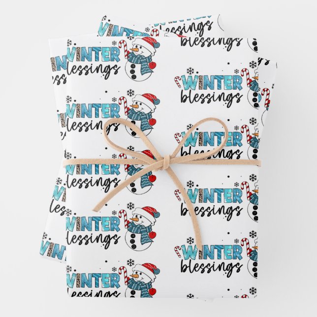 Winter Blessings Customise Wrapping Paper Sheet (In situ)