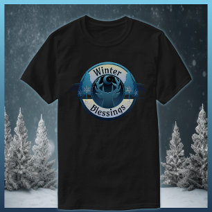Winter Blessings Deer and Moon Badge T-Shirt